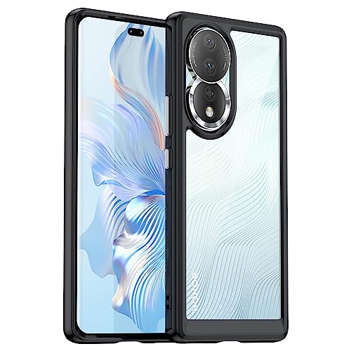 BOKYAS Crystal Hülle für Honor 90 Anti-Gelb & 360° Stoßfeste Handyhülle, Anti-Kratzt Soft Silikon Schutzhülle Case mit TPU Bumper & PC-Rückseite, Schwarz von BOKYAS