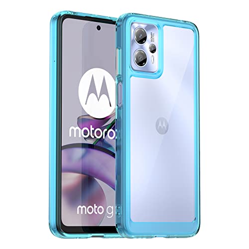 BOKYAS Crystal Hülle für Motorola Moto G13/Moto G23 Anti-Gelb & 360° Stoßfeste Handyhülle, Anti-Kratzt Soft Silikon Schutzhülle Case mit TPU Bumper & PC-Rückseite, Himmelblau von BOKYAS