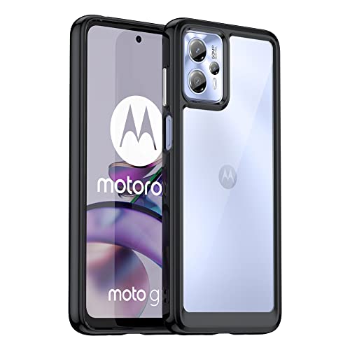 BOKYAS Crystal Hülle für Motorola Moto G13/Moto G23 Anti-Gelb & 360° Stoßfeste Handyhülle, Anti-Kratzt Soft Silikon Schutzhülle Case mit TPU Bumper & PC-Rückseite, Schwarz von BOKYAS