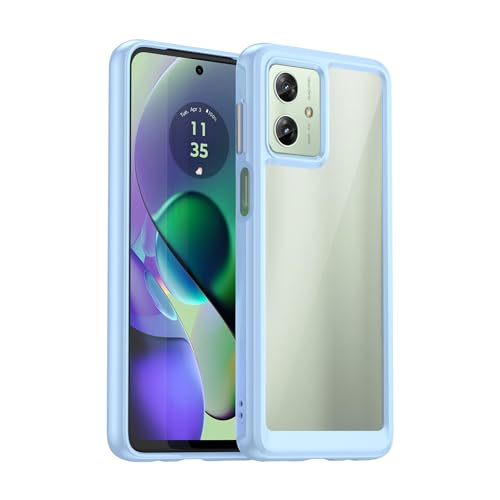 BOKYAS Crystal Hülle für Motorola Moto G54 5G Anti-Gelb & 360° Stoßfeste Handyhülle, Anti-Kratzt Soft Silikon Schutzhülle Case mit TPU Bumper & PC-Rückseite, Blau von BOKYAS