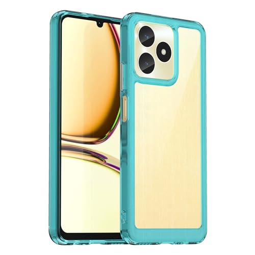 BOKYAS Crystal Hülle für Realme C51 4G Anti-Gelb & 360° Stoßfeste Handyhülle, Anti-Kratzt Soft Silikon Schutzhülle Case mit TPU Bumper & PC-Rückseite, Himmelblau von BOKYAS