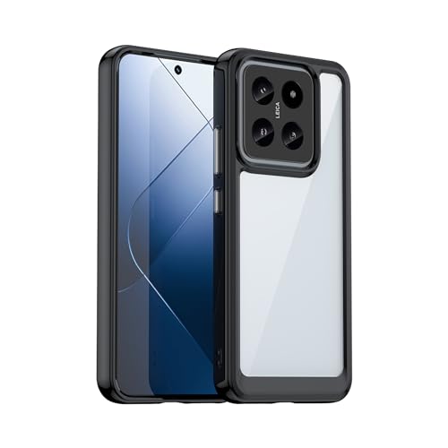 BOKYAS Crystal Hülle für Xiaomi 14 Anti-Gelb & 360° Stoßfeste Handyhülle, Anti-Kratzt Soft Silikon Schutzhülle Case mit TPU Bumper & PC-Rückseite, Schwarz von BOKYAS