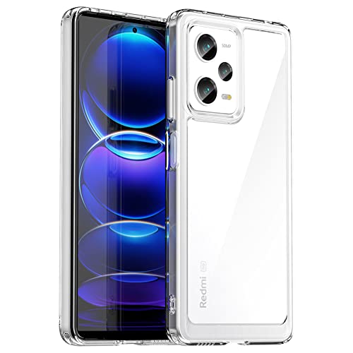 BOKYAS Crystal Hülle für Xiaomi Poco X5 Pro 5G/Redmi Note 12 Pro Anti-Gelb & 360° Stoßfeste Handyhülle, Anti-Kratzt Soft Silikon Schutzhülle Case mit TPU Bumper & PC-Rückseite, Transparent von BOKYAS