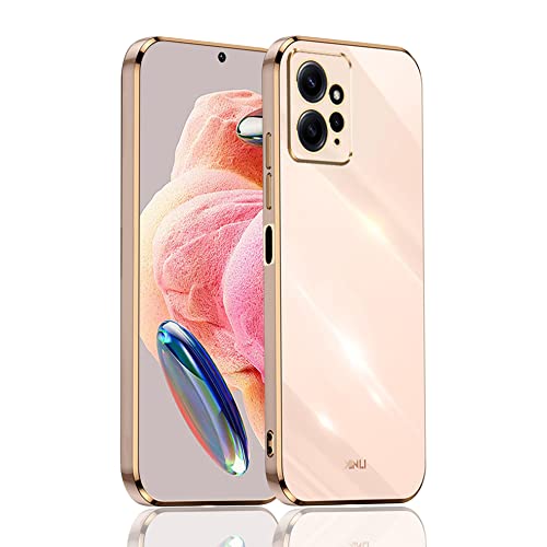 BOKYAS Kompatibel für Xiaomi Redmi Note 12 4G Hülle mit Luxus Galvanisierte, Kameraschutz Weich Silikon Handyhülle Ultra Dünn Stoßfeste Plating Case für Frauen, Rosa von BOKYAS