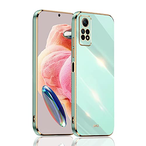 BOKYAS Kompatibel für Xiaomi Redmi Note 12 Pro 4G/Note 11 Pro(4G/5G) Hülle mit Luxus Galvanisierte, Kameraschutz Weich Silikon Handyhülle Ultra Dünn Stoßfeste Plating Case für Frauen, Grün von BOKYAS