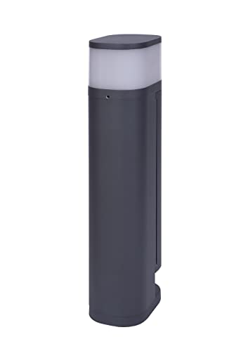BOLD 19509 Volo smarte Garten-Leuchte mit Steckdosen und Blende (Outdoor Steckdosen-Säule) Anthrazit (2X Schuko | Smart-Home (iOS & Android) WLAN | 9,5 x 13,5 x 45 cm | inkl G9 max. 28 Watt - 470lm) von BOLD