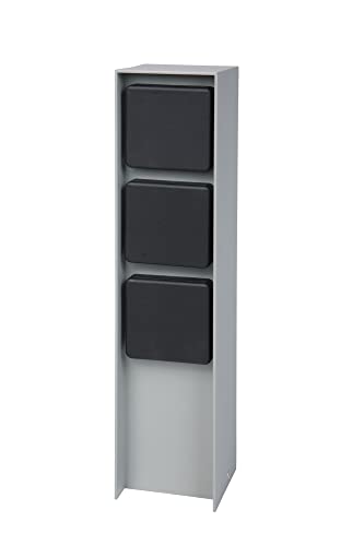 BOLD 19554 Abano Aussen-Steckdose-Garten (Steckdosen-Säule) mit 3-Fach Stecker in Hellgrau (IP44 Outdoor Energie-Säule | 3680 Watt | eckig | Einfache Montage | Plastikfreie Verpackung) von BOLD