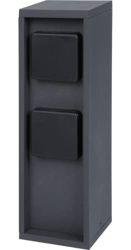 BOLD Pado Aussen-Steckdose-Garten (Steckdosen-Säule) mit 2-Fach Stecker in Anthrazit (IP44 Outdoor Energie-Säule | 3680 Watt | eckig | 30 x 9 x 9 cm | Einfache Montage | Plastikfreie Verpackung) von BOLD