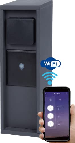 BOLD Pado smarte Aussen-Steckdose-Garten Steckdosen-Säule 3Fach Stecker Anthrazit (Smart Home (iOS & Android) | WLAN | IP44 Outdoor Energie-Säule | 3680W | Einfache Montage | Plastikfreie Verpackung) von BOLD