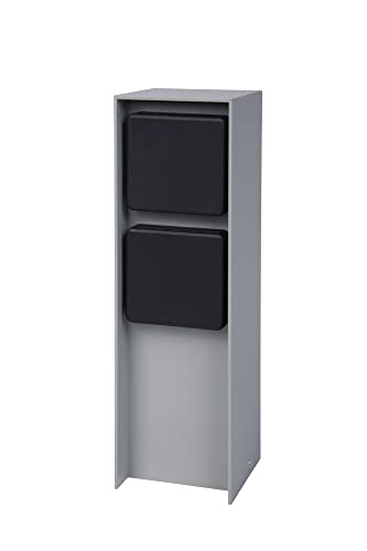 BOLD 19530 Abano Aussen-Steckdose-Garten (Steckdosen-Säule) mit 2-Fach Stecker in Hellgrau (IP44 Outdoor Energie-Säule 3680 Watt eckig Einfache Montage Plastikfreie Verpackung) von BOLD