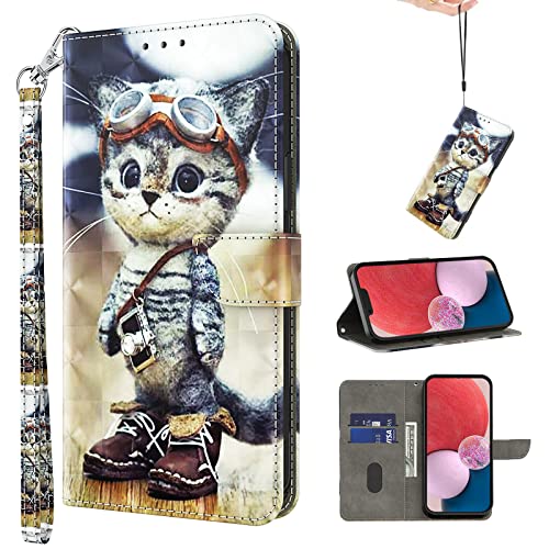 BOLELAW Handyhülle für Samsung Galaxy A21S Hülle, PU Leder Flip Wallet Case Schutzhülle mit Kartenfächer und Standfunktion für Samsung Galaxy A21S (Freche Katze) von BOLELAW