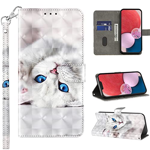 BOLELAW Handyhülle für Samsung Galaxy A52S, Samsung Galaxy A52 / A52S 5G mit [Kartenfach] [Standfunktion] [Magnetisch] PU Ledertasche, Samsung Galaxy A52 Hülle Cover Flip Case (Weiße Katze) von BOLELAW