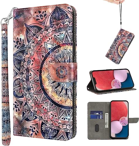 BOLELAW Handyhülle für iPhone 15 Hülle Leder Flip Klappbare Stoßfeste [Premium PU Leder] [Standfunktion] [Kartenfächern] Schutzhülle Klapphülle für iPhone 15, Mandala von BOLELAW