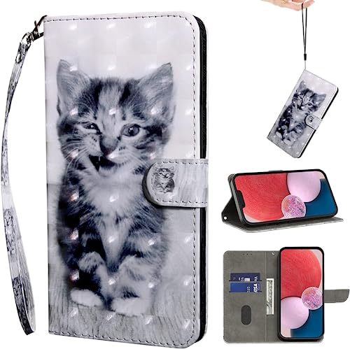 BOLELAW Handyhülle für iPhone 15 Pro Hülle Leder Flip Klappbare Stoßfeste [Premium PU Leder] [Standfunktion] [Kartenfächern] Schutzhülle Klapphülle für iPhone 15 Pro, Smiley Katze von BOLELAW