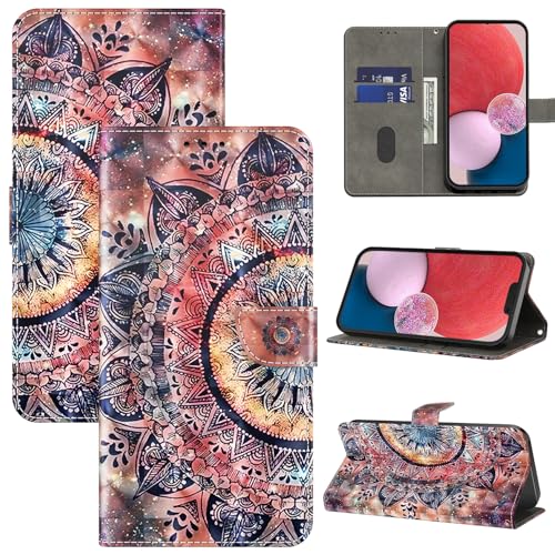 BOLELAW Handyhülle für iPhone 16 Plus Hülle Leder Flip Klappbare Stoßfeste [Premium PU Leder] [Standfunktion] [Kartenfächern] Schutzhülle Klapphülle für iPhone 16 Plus, Mandala von BOLELAW