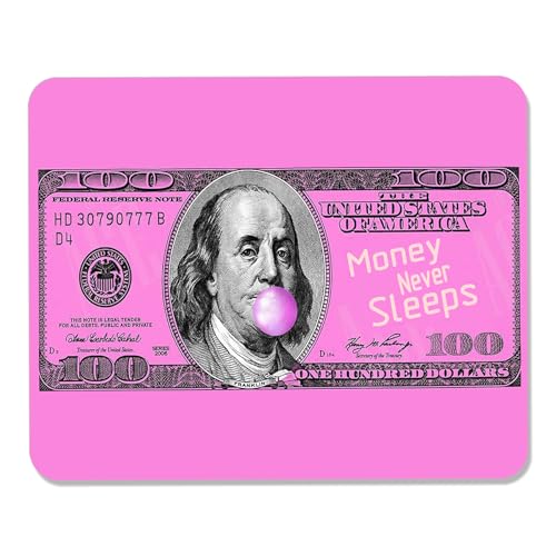 BOLELAW Hochwertiges Mauspads mit Strapazierfähiger Naht und Rutschfester Gummibasis, 24cm x 20cm x 0.3mm, Mauspad für Laptop, Büro und Zuhause, Dollar von BOLELAW