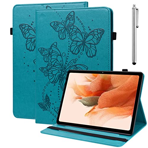 BOLELAW Hülle Schutzhülle für Huawei MatePad 11 Zoll mit Stift, Geprägter Schmetterling PU Leder Brieftasche Ständer Stifthalter Flip Tasche Huawei MatePad 11 Zoll 2021 (Blau) von BOLELAW