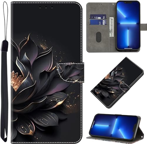 BOLELAW Hülle fü iPhone 15 Pro mit [Magnetverschluss] [Flip-Funktion] [Kartenfächern] Flip Case Leder iPhone 15 Pro Schutzhülle Stylische Klapphülle, Violetter Lotus von BOLELAW