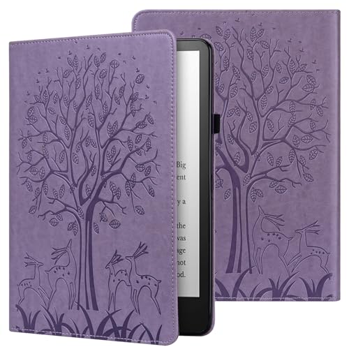 BOLELAW Hülle für Kindle Paperwhite 11. Generation 2021 mit Stift und Stifthalter, Kartenschlitz Standfunktion Flip Fashion Schutzhülle für Kindle Paperwhite 6.8 Zoll, Lila von BOLELAW