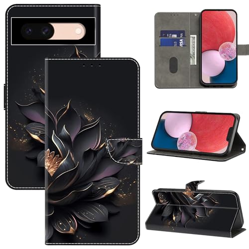 BOLELAW Hülle für Google Pixel 8A mit [Magnetverschluss] [Flip-Funktion] [Kartenfächern] Flip Case Leder Schutzhülle Stylische Klapphülle, Violetter Lotus von BOLELAW
