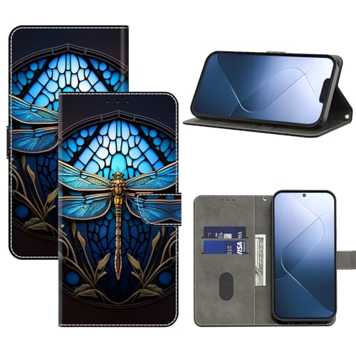 BOLELAW Hülle für Samsung Galaxy S24 FE mit [Magnetverschluss] [Standfunktion] [Kartenfächern] Flip Case Leder Galaxy S24 FE Schutzhülle Stylische Klapphülle, Blaue Libelle von BOLELAW