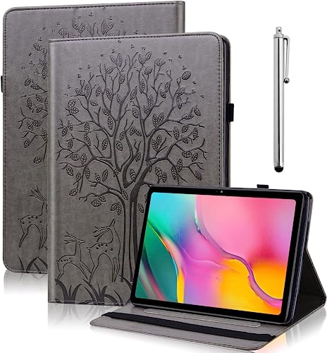 BOLELAW Hülle für Samsung Galaxy Tab A7 10.4 Zoll 2022/2020 SM-T500/T505/T509 mit Stift und Stifthalter, Kartenschlitz Standfunktion Flip Fashion Schutzhülle für Samsung Tab A7 Tablet Hülle, Gray von BOLELAW