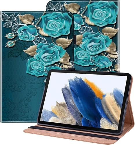 BOLELAW Hülle für Samsung Galaxy Tab S10 Plus 12.4 Zoll 2024 PU Leder Folio Case mit Stifthalter, Kartenschlitz, Standfunktion Klapphülle für Galaxy Tab S10 Plus Tablet Hülle, Blaue Rose von BOLELAW