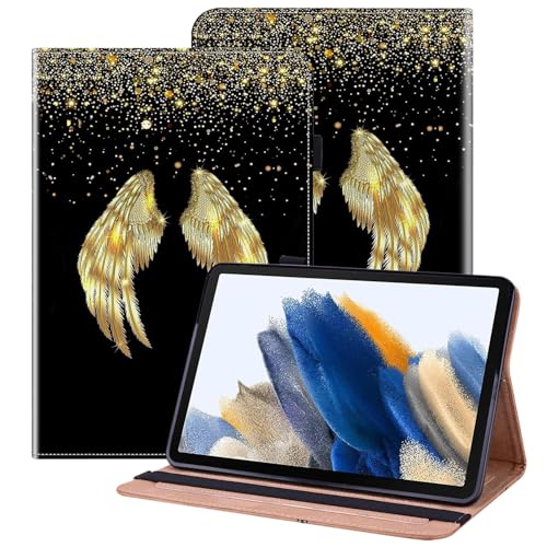 BOLELAW Hülle für Samsung Galaxy Tab S10 Plus 12.4 Zoll 2024 PU Leder Folio Case mit Stifthalter, Kartenschlitz, Standfunktion Klapphülle für Galaxy Tab S10 Plus Tablet Hülle, Goldene Schwingen von BOLELAW