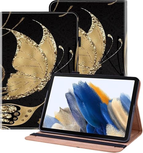 BOLELAW Hülle für Samsung Galaxy Tab S10 Plus 12.4 Zoll 2024 PU Leder Folio Case mit Stifthalter, Kartenschlitz, Standfunktion Klapphülle für Galaxy Tab S10 Plus Tablet Hülle, Goldschmetterling von BOLELAW