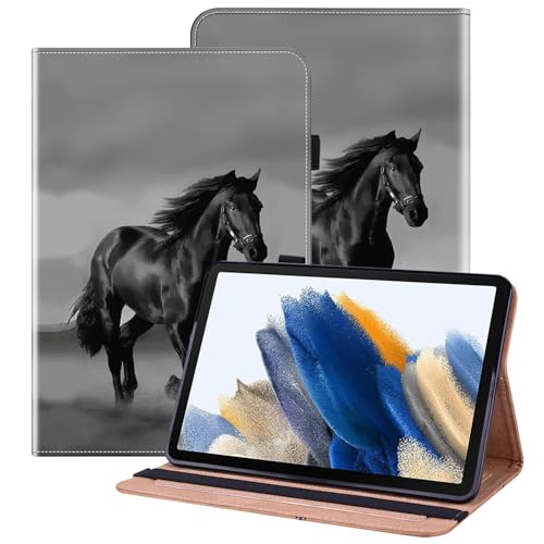 BOLELAW Hülle für Samsung Galaxy Tab S10 Plus 12.4 Zoll 2024 PU Leder Folio Case mit Stifthalter, Kartenschlitz, Standfunktion Klapphülle für Galaxy Tab S10 Plus Tablet Hülle, Schwarzes Pferd von BOLELAW
