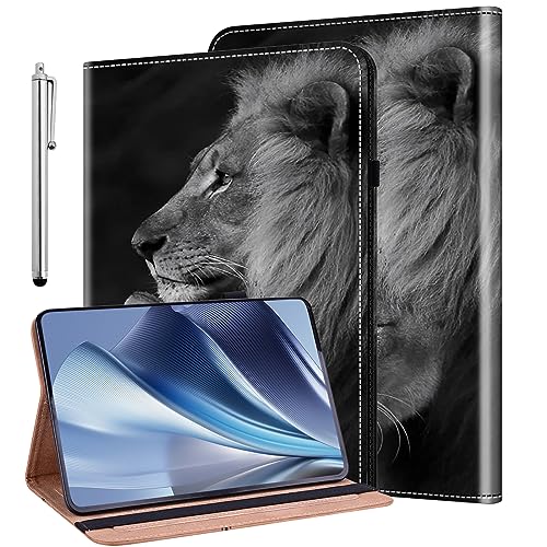 BOLELAW Hülle für Samsung Galaxy Tab S9 FE+ Plus/S9 Plus 12,4 Zoll 2023 Case mit Stifthalter Kartenschlitz Standfunktion PU-Lederhülle Flip Fashion Schutzhülle, Löwe von BOLELAW