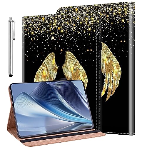 BOLELAW Hülle für Samsung Galaxy Tab S9 FE 10.9 Zoll/Samsung Galaxy Tab S9 11 Zoll 2023 mit Stift und Stifthalter, Kartenschlitz Standfunktion PU-Lederhülle Stilvolle Schutzhülle, Goldene Schwingen von BOLELAW