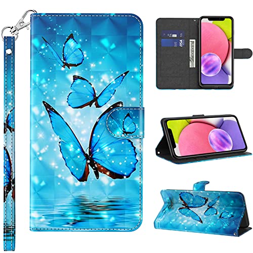 BOLELAW Hülle für Xiaomi 13 Lite Handyhülle PU Leder Flip Case Ständer Brieftasche Schutzhülle Klapphülle Tasche Case mit [Kartenfach] [[Magnetisch] für Xiaomi 13 Lite 5G (Blauer Schmetterling) von BOLELAW