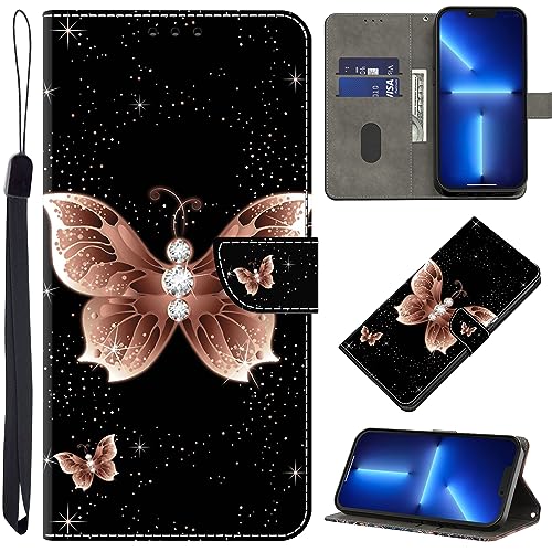 BOLELAW Hülle für Xiaomi Redmi Note 8 Pro mit [Magnetverschluss] [Flip-Funktion] [Kartenfächern] Flip Case Leder Redmi Note 8 Pro Schutzhülle Stylische Klapphülle, Rosa Schmetterling von BOLELAW