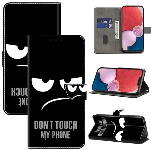 BOLELAW Hülle für iPhone 16 Plus mit [Magnetverschluss] [Stehfunktion] [Kartenfächern] Flip Case Leder iPhone 16 Plus Schutzhülle Stylische Klapphülle, Don't Touch My Phone von BOLELAW