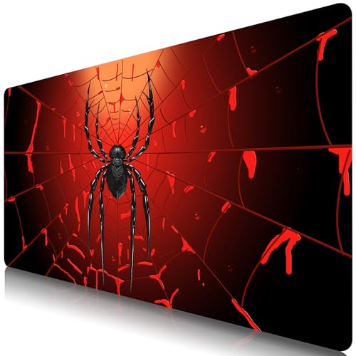 BOLELAW XXL Mauspads 900×400 mm Gaming Mauspad mit Strapazierfähiger Naht und Rutschfester Gummibasis, Hochwertige Farbige Muster Mauspad für PC-Büro Laptop Gaming Computer, Spinne von BOLELAW