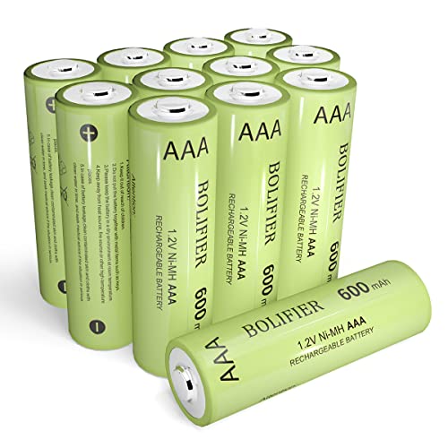 BOLIFIER Solarakku AAA 1,2 V 600 mAh Nimh Tripe A Solarakku AAA wiederaufladbar für Solarlampen für den Außenbereich und universelle Haushaltsgeräte (12 Stück) von BOLIFIER