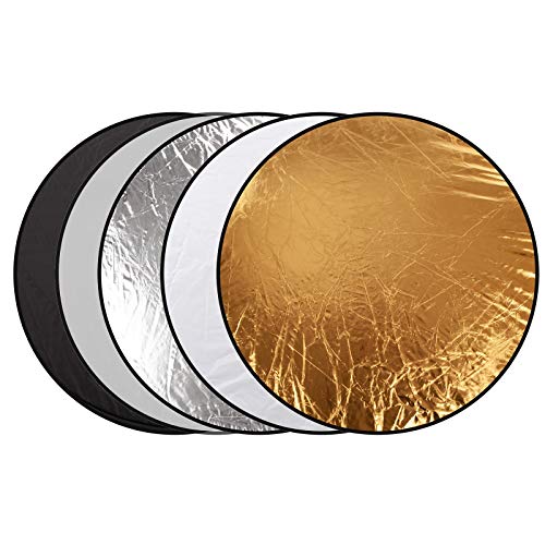 5 in 1 Faltreflektoren Set Reflektor 110cm Gold, Silber, Weiß, Schwarz und Transparent für Studio und Foto Diffusor von BOLLUMA