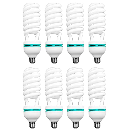 BOLLUMA 8 x 50w = 135W Fotolampe 5500K E27 Fotoleuchte Tageslicht Spirallampe Energiesparlamp Spiral Tageslichtlampe Beleuchtung für Fotostudio Fotografie Softbox von BOLLUMA