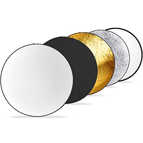 BOLLUMA 80cm 5 in 1 Licht-Reflektoren Reflektor Fotografie Tragbarer Faltbarer Gold/Silber/Weiß/Schwarz/Transparent für Studio und Foto Diffusor von BOLLUMA