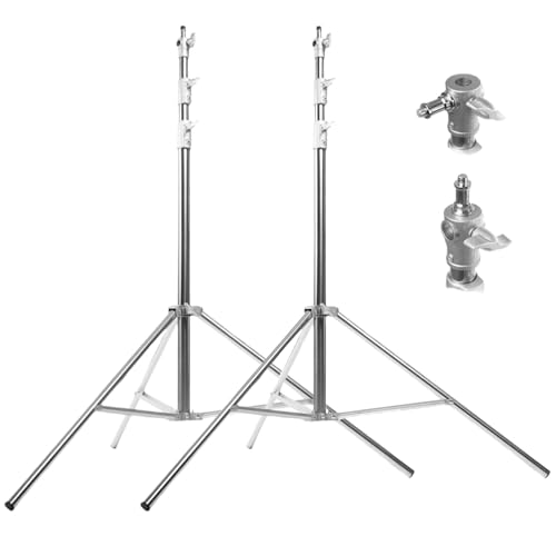 BOLLUMA Edelstahl-Lichtständer, 280 cm, robuster Fotografie-Stativ mit 6,35 mm bis 3/8 Zoll umkehrbarem Zapfen, 7,5 kg Traglast, Edelstahl, für Video-Licht, Stroboskop-Reflektor-Softbox, 2 Packungen BOLLUMA Edelstahl-Lichtständer, 280 cm, robuster Fotografie-Stativ mit 6,35 mm bis 3/8 Zoll umkehrbarem Zapfen, 7,5 kg Traglast, Edelstahl, für Video-Licht, Stroboskop-Reflektor-Softbox, 2 Packungen von BOLLUMA