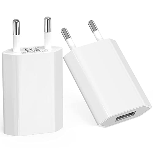 5V 1A USB ladegerät Slim für iPhone XS/XS Max/XR/X 11 8 7 6 6S Plus SE 5S/5/SE/5C, IPad Mini/Air/Pro, IPod, 5W Netzteil, Smartphone Netzstecker(2-Pack) von BOLUX-JS