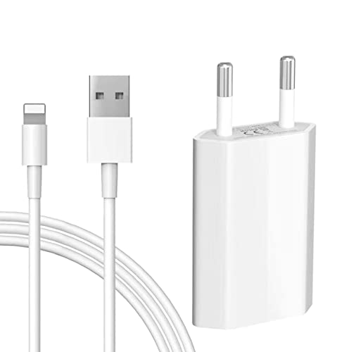 iPhone Ladekabel mit Netzteil, 5W USB Ladegerät für iPhone XS/XS Max/XR/X 11 8 7 6 6S Plus SE 5S/5/SE/5C, IPad Mini/Air/Pro, IPod, 5V 1A Stecker Ladeset, 2M Datenkabel von BOLUX-JS