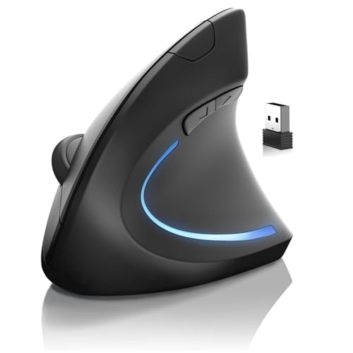 BOMENYA Ergonomische Maus, 2.4G Wireless Vertikale Kabellos Leise 2 * AAA-Batterien Vertikale Funkmaus, Vertical Ergonomic Optical Mouse Kabellos 800/1200/1600 DPI, 6 Tasten für PC/Laptop/Notebook von BOMENYA