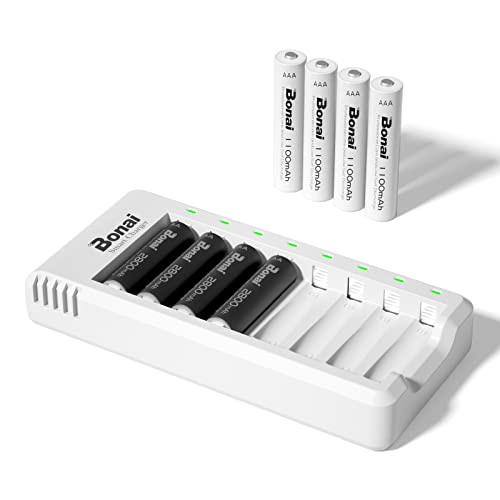 BONAI Akku Ladegerät AA AAA NI-MH NI-Cd Akkuladegerät Battery Charger LED Anzeige USB Schnell Ladung Batterieladegerät mit AA/AAA Akku 8 Stück BONAI Akku Ladegerät AA AAA NI-MH NI-Cd Akkuladegerät Battery Charger LED Anzeige USB Schnell Ladung Batterieladegerät mit AA/AAA Akku 8 Stück von BONAI