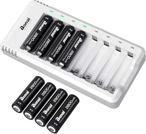 BONAI Akku Ladegerät AA AAA NI-MH NI-Cd Akkuladegerät Battery Charger LED Anzeige USB Schnell Ladung Batterieladegerät mit AA Akku 2800mah 8 Stück BONAI Akku Ladegerät AA AAA NI-MH NI-Cd Akkuladegerät Battery Charger LED Anzeige USB Schnell Ladung Batterieladegerät mit AA Akku 2800mah 8 Stück von BONAI