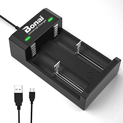 BONAI Akku Ladegerät Universal USB Batterieladegerät LED Akkuladegerät Intelligent Battery Charger für 3,7V 18650 26650 Li-Ion Akku und 1,2V NI-MH/NI-CD AA AAA C D Wiederaufladbare Batterien von BONAI