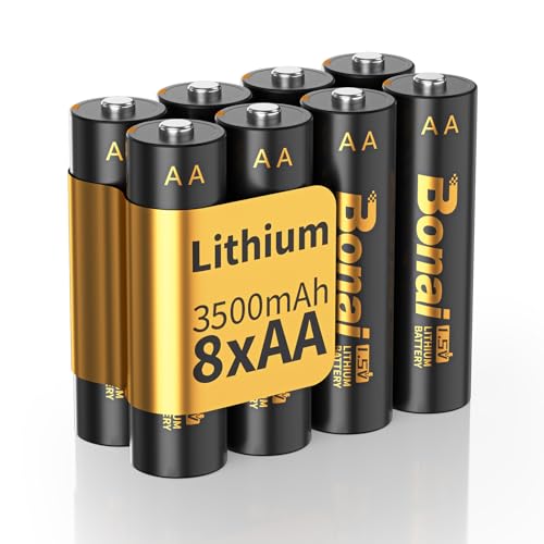 BONAI Lithium Batterien AA Nicht Wiederaufladbar 1,5V 3500mAh AA Batterien 8 Stück Langlebige und Auslaufsichere AA Batterien für Taschenlampe, Spielzeug, Fernbedienung von BONAI