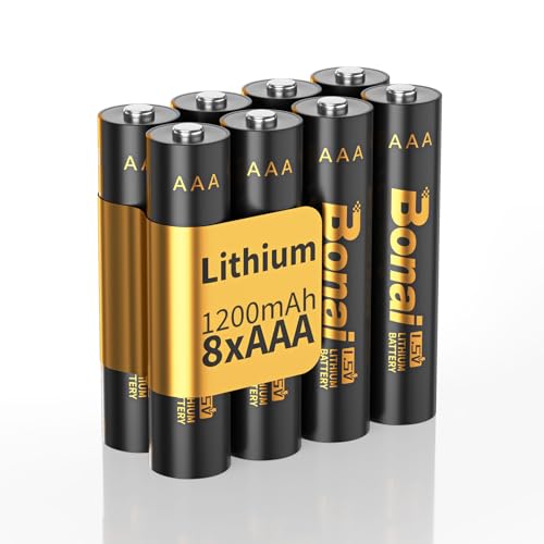 BONAI Lithium Batterien AAA Nicht wiederaufladbar 1,5V 1200mAh AAA Batterien 8 Stück Langlebige und Auslaufsichere AAA Batterien für Taschenlampe, Spielzeug, Fernbedienung von BONAI