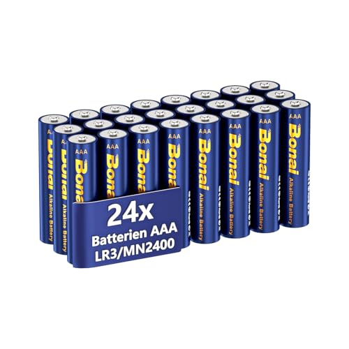 BONAI Longlife Alkaline Batterien AAA (24 Stück) 1,5V Micro LR03 Alkalibatterien, leistungsstark, Ideal für Wecker, Fieberthermometer, Dekorative Lampen und andere Geräte mit Hohem Energiebedarf von BONAI